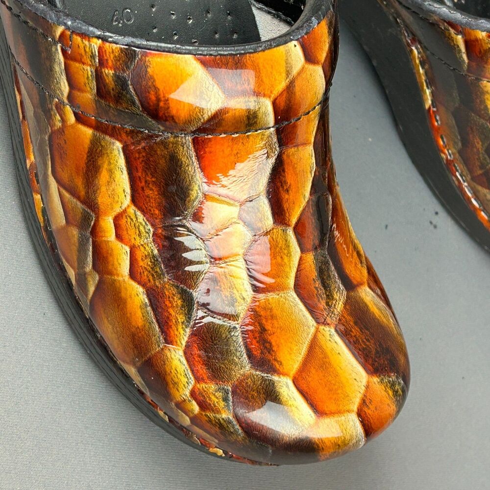 Dansko Professional Tiger Eye Patent Leather Snake Skin Print Clog EU 40 US 10 - Picture 6 of 16